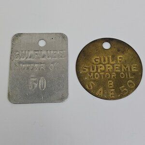 Gulflube Gulf Supreme Motor Oil Vintage Oil Pump Markers Brass Aluminum